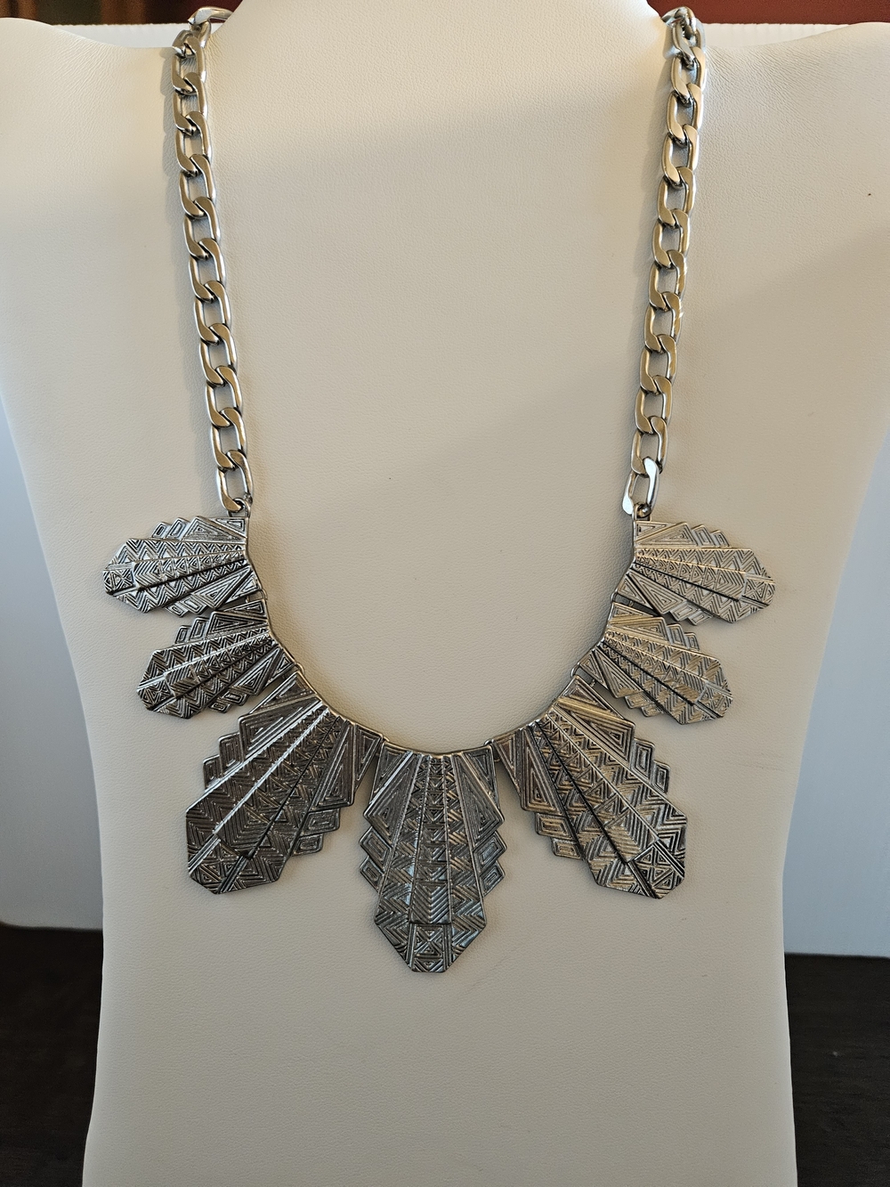Silver Statement Geometric Pendant Necklace